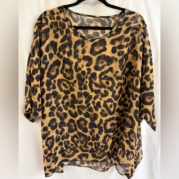 Tops - Leopard Women’s Semi Sheer Chiffon Blouse